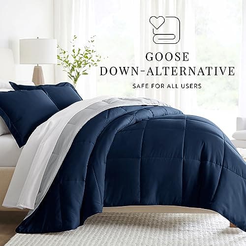 Linen Market Reversible Twin Comforter Set - Soft & Lightweight Down Alternative