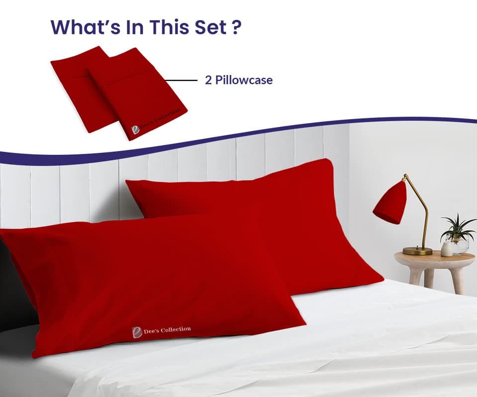 100% Egyptian Cotton Queen 20x30 Blood Red Sateen Weave Pillow Covers (600 Thread Count)