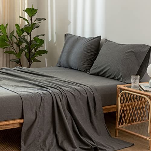 Washed Cotton Linen Like Breathable Bedding Sheet Set
