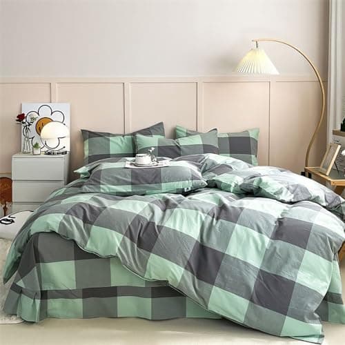 VM VOUGEMARKET Queen Blue Striped Duvet Cover & Pillowcases Set