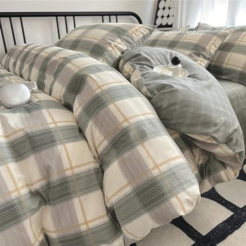 VM VOUGEMARKET Queen Blue Striped Duvet Cover & Pillowcases Set