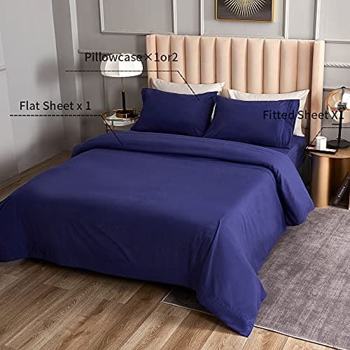 Brushed Microfiber Bedding Sheet Set - 4 Piece Queen Blue