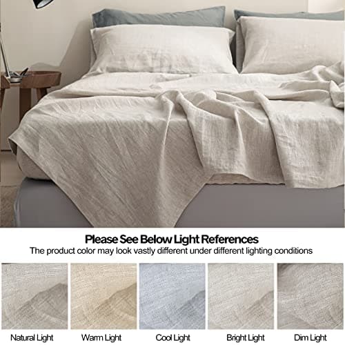 Simple&Opulence 100% Linen 4pcs Deep Pocket Sheet Set - California King