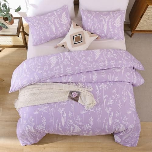 JANZAA Queen Oatmeal Floral Comforter Set with 2 Pillow Shams