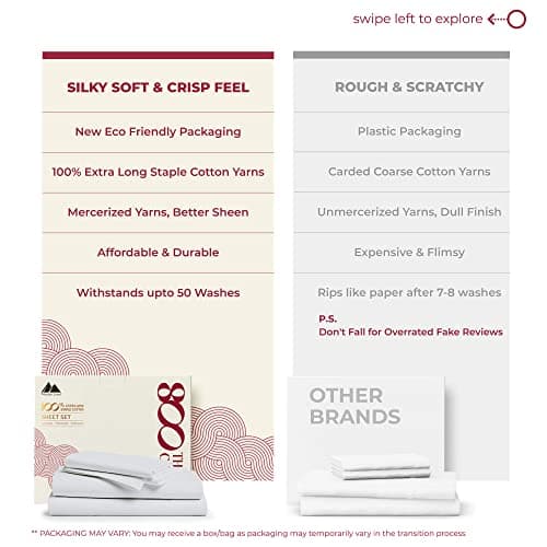 Mayfair Linen Egyptian Cotton Queen Bed Sheets - Soft, 800 Thread Count, Cooling Sateen Weave (4PC, Silver Grey)