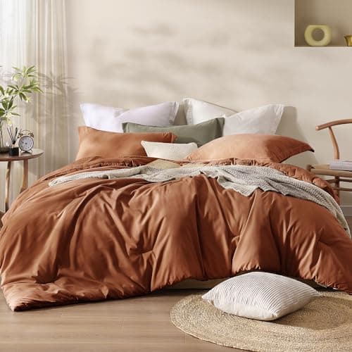 Boho Queen Comforter Set Beige, 3-Piece Modern Farmhouse Bedding Light & Fluffy