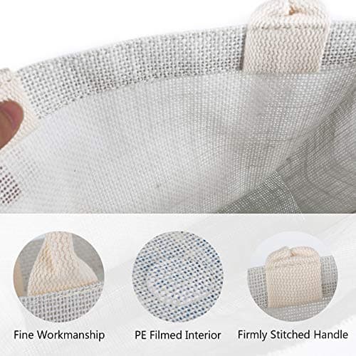 Segarty 3 Pack Large White Burlap Jute Reusable Canvas Tote Bags for Bridesmaid Wedding, Women Market Grocery Shopping, Bachelorette Party, Beach Trip