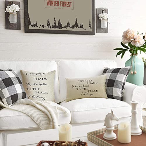 Rustic Christmas Quote Lumbar Pillow Cover 12x20 Farmhouse Decor