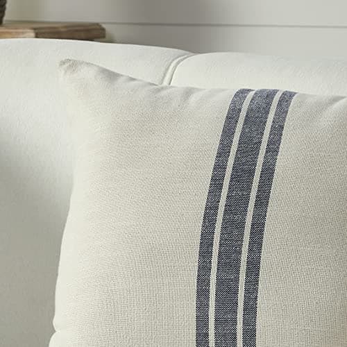 Market Place Blue Grain Sack Stripe Pillow Cover 20 x 20