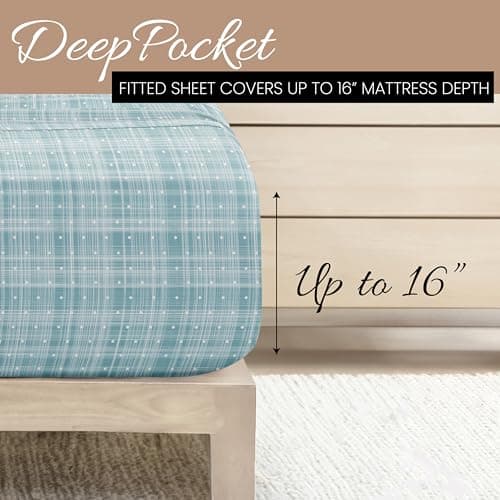 Simply Soft 3 Piece Polkadot Patterned Linen Sheet Set - Twin, Aqua