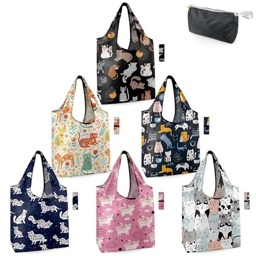 BeeGreen Foldable 50LBS Extra Large Reusable Grocery & Shopping Bags (10 Pack, Colorful)