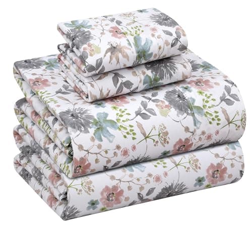 RUVANTI Queen Deep Pocket 4PC Cotton Percale Bed Linen Set