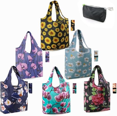 BeeGreen Foldable 50LBS Extra Large Reusable Grocery & Shopping Bags (10 Pack, Colorful)