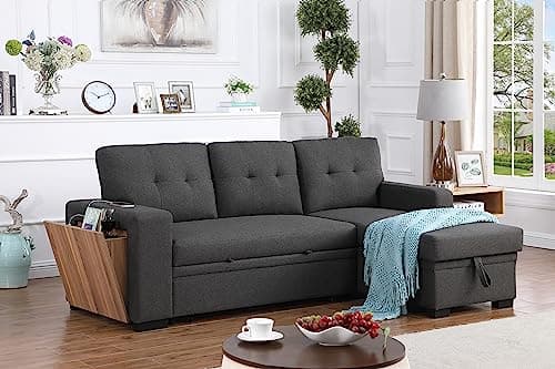 Devion Maison 4-in-1 Convertible L-Shaped Couch with Pull-Out Bed and Storage