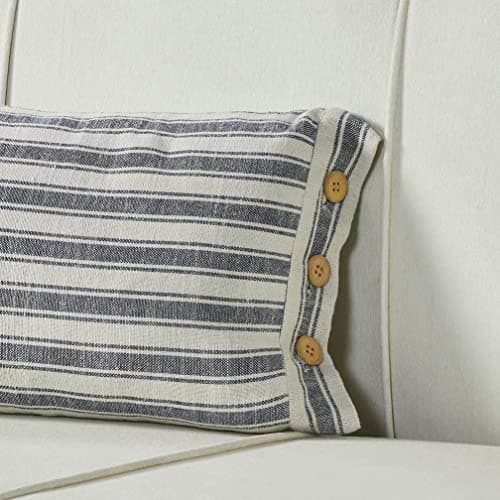 Piper Classics Gray Ticking Stripe 12x20 Pillow Cover Grey & Cream