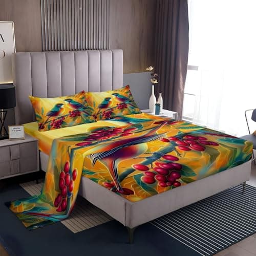 Abstract Flame Wolf & Dragon Black King Size Bed Sheets (1 Fitted, 1 Flat, 2 Pillowcases)