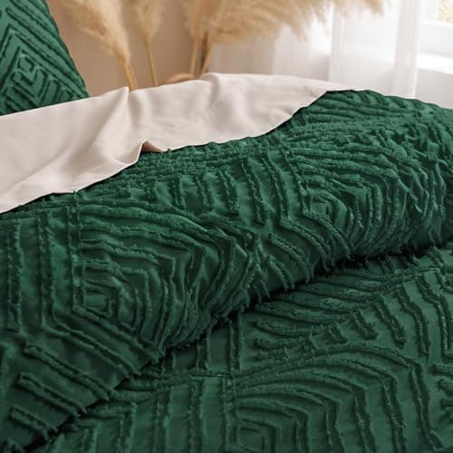 Andency Queen Comforter Set Beige, 3 Pieces Tufted Farmhouse Bedding