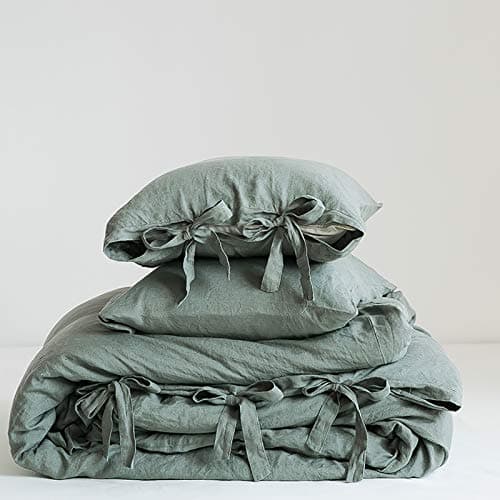 Simple&Opulence 100% Linen King Size Duvet Cover Set with Tie Closures, 3 Pieces Belgian Flax Bedding