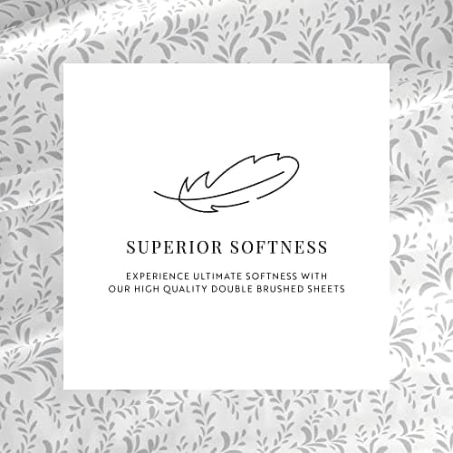 Ultra-Soft & Cooling Twin Bedding Sheet Set - Gray Vines