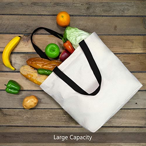 TOPDesign 2-Pack Magnetic Snap Canvas Tote Bags, Reusable for Grocery Shopping