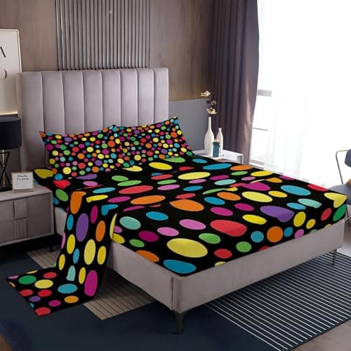 Abstract Flame Wolf & Dragon Black King Size Bed Sheets (1 Fitted, 1 Flat, 2 Pillowcases)