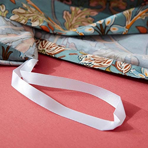 VM VOGUEMARKET Gold Green Flower Percale cotton Duvet Cover with Zipper Closure