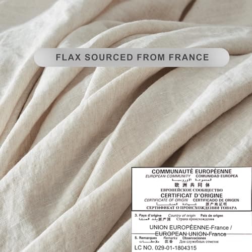 Natural French Linen Pillowcases - 100% Flax Bedding (Queen, 2 Pillowcases 20x30 inches)
