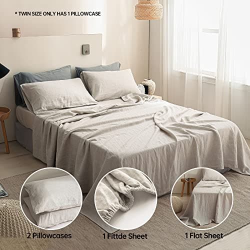 Simple&Opulence 100% Linen 4pcs Deep Pocket Sheet Set - California King