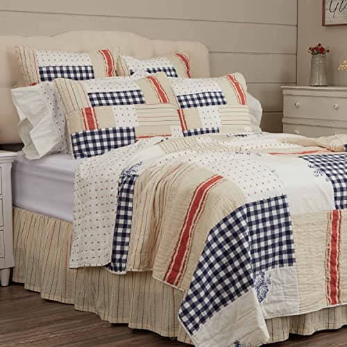 Piper Classics Abigail Ruffled King Pillowcase Set, Soft White with Red Mini Print