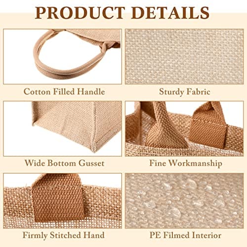 Shappy 10 Pack Reusable Burlap Tote Bag Set for Bridesmaid Gifts & Shopping