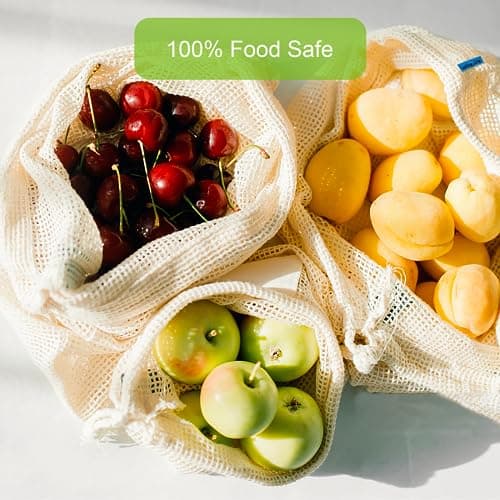 KerKoor Reusable Cotton Mesh Produce Shopping Bags, Eco-Friendly & Washable