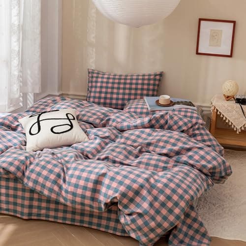 VM VOUGEMARKET Queen Blue Striped Duvet Cover & Pillowcases Set