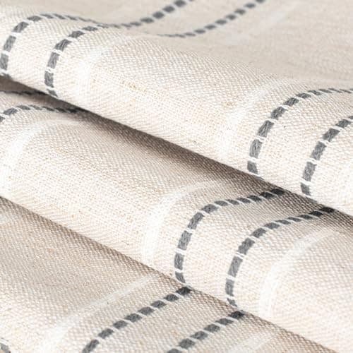 20x20 Beige Fringe Pillow Covers with White & Gray Stripe, Farmhouse Boho Style (Cover Only)