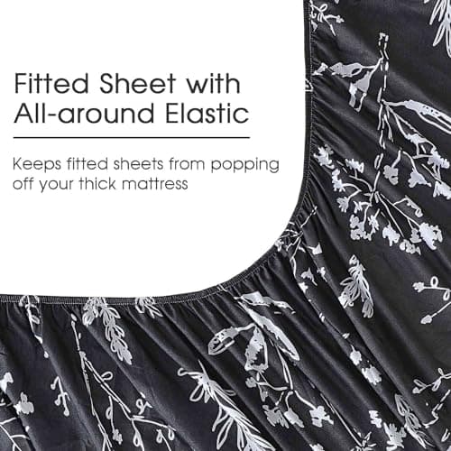 Nanko Floral Bed Sheet Set King Size 4 Pieces, Soft Microfiber Bedding Sets - Flat Sheet, Deep Pocket Fitted Sheet with 2 Pillowshames