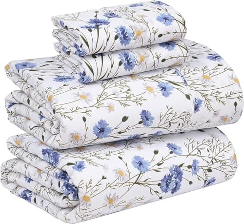 RUVANTI Queen Deep Pocket 4PC Cotton Percale Bed Linen Set