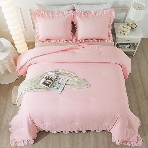 Andency Khaki Queen Comforter Set, 3 Pieces Shabby Chic Bedding