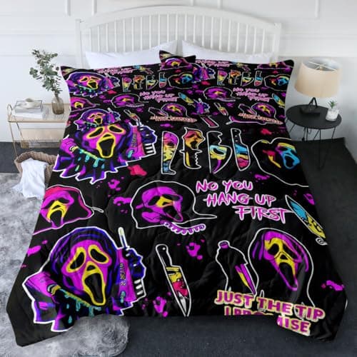 BlessLiving Black Red Mouth Comforter Set Queen Size for Boys & Girls
