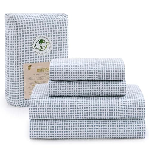 100% Organic Cotton Linen Full-Sheets Set 4-Piece Pure Long Staple Percale Weave Soft Bedding Sheets for Bed