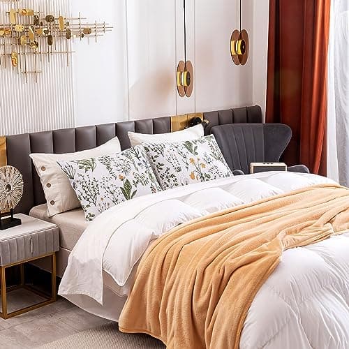 100% Cotton King Size Pillowcases with Botanical Floral Print, 2 Pack