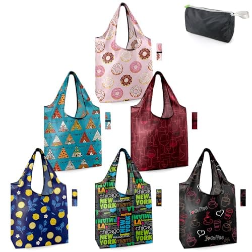 BeeGreen Foldable 50LBS Extra Large Reusable Grocery & Shopping Bags (10 Pack, Colorful)