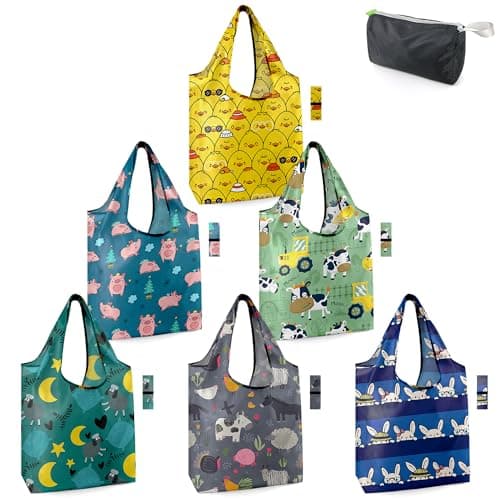 BeeGreen Foldable 50LBS Extra Large Reusable Grocery & Shopping Bags (10 Pack, Colorful)