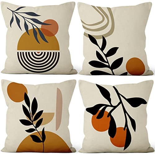 Boho Terracotta & Beige 20x20 Inch Abstract Sunrise Pillow Covers Set of 4