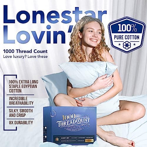 TEXAS LINEN CO. 1000 Thread Count Egyptian Cotton Queen Sheet Set - Dark Grey