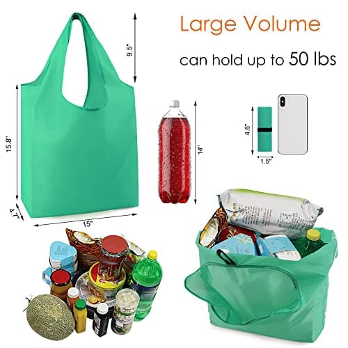 BeeGreen Foldable 50LBS Extra Large Reusable Grocery & Shopping Bags (10 Pack, Colorful)