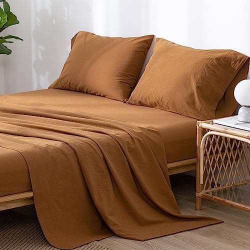 Washed Cotton Linen Like Breathable Bedding Sheet Set
