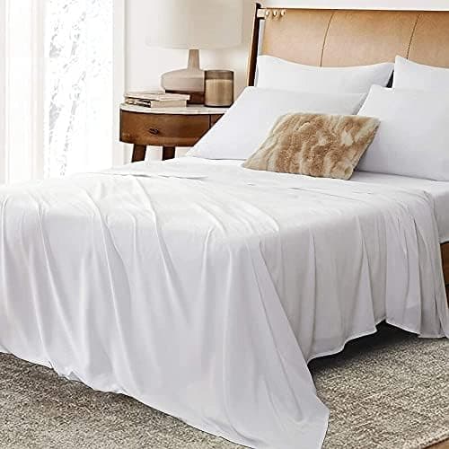 Extra Deep Pockets Full Size 6 Piece Egyptian Cotton White Bed Sheets