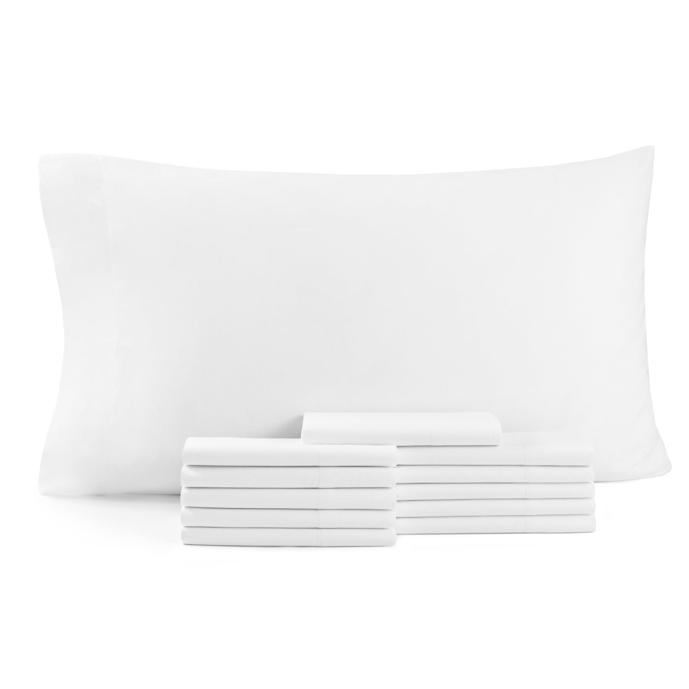 Arkwright Bulk Queen Pillow Cases - Pack of 12, Soft Hypoallergenic Cotton Blend