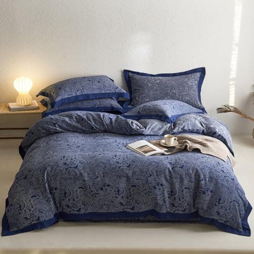 VM VOGUEMARKET Gold Green Flower Percale cotton Duvet Cover with Zipper Closure