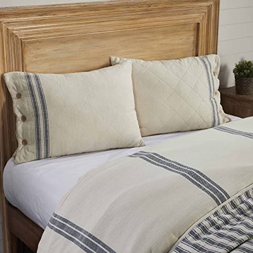 Piper Classics Blue Ticking Stripe Pillow Sham, Standard Size