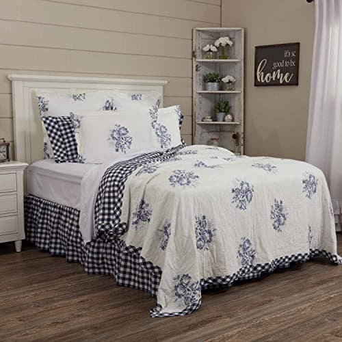 Piper Classics Vintage Blue Check Shams, Set of Two, 21" W x 27" L
